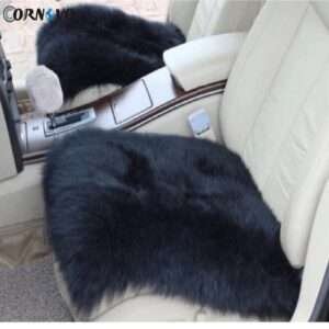 black sheepskin car seat cushion