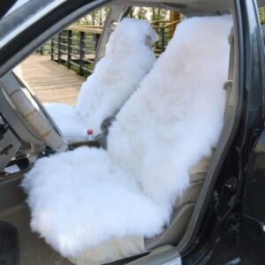 white lambskin wool seat cover