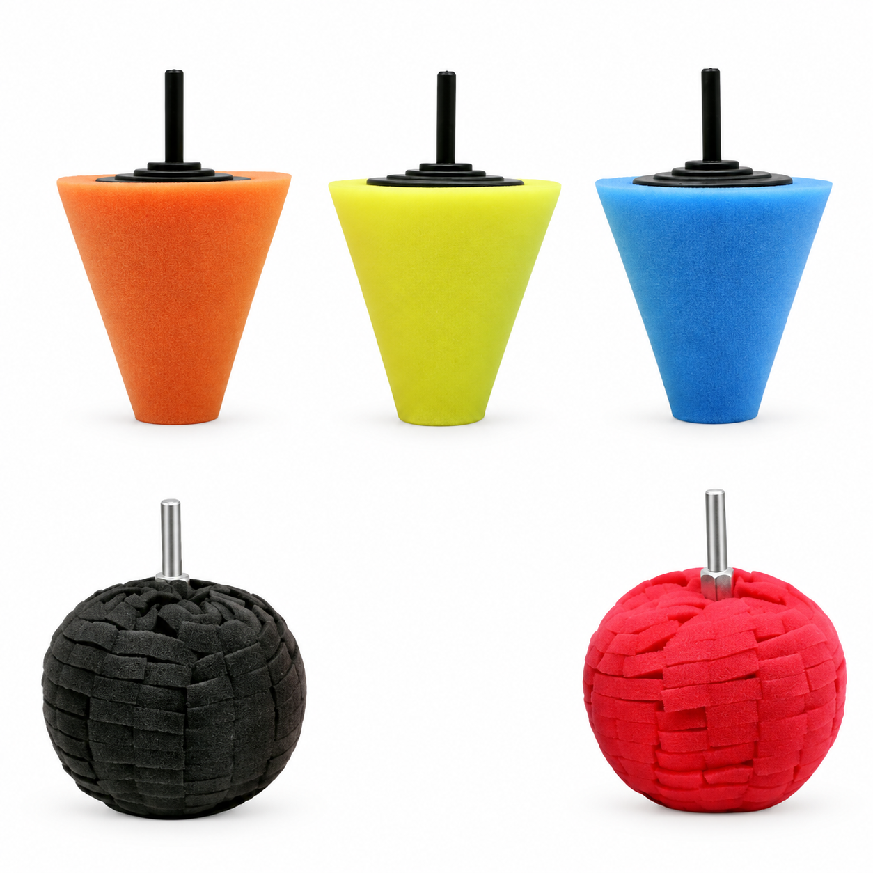 Foam polishing cones and segmented balls